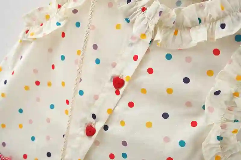 Cotton Dress for Baby Girl Heart Shaped Button Colorful Dress