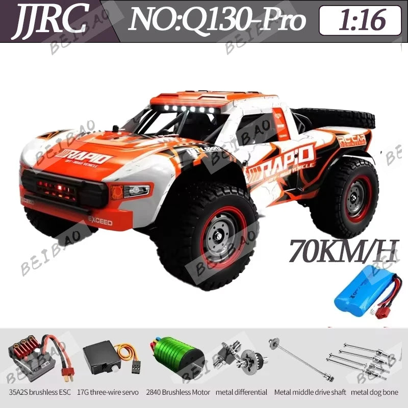 JJRC Q130 Q130-C 70KM/H 4WD RC Car with Light Brushless Motor Remote Control Car High Speed Drift Monster Truck Adults Kids Toys