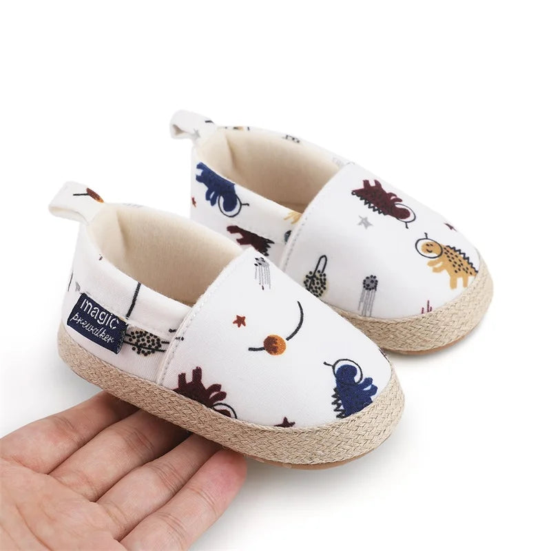 Baby Boy Girl Shoes Dinosaur Print Closed Toe Walking Shoes