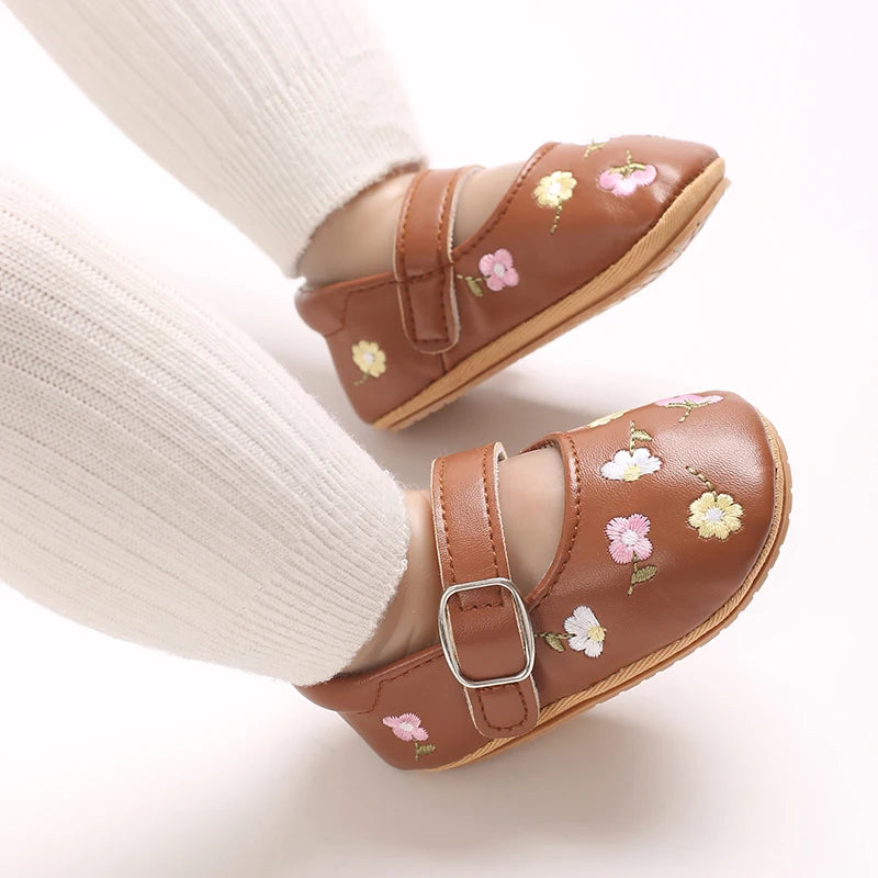 Spring And Autumn Baby Girl's Walking Shoes Anti Slip One Year Old Soft Soled Baby Shoes Princess Shoes Single Shoes