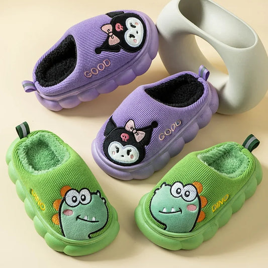 Autumn Winter Children Cotton Slippers Boys Toddler Indoor Anti Slip Warm Home Slipper