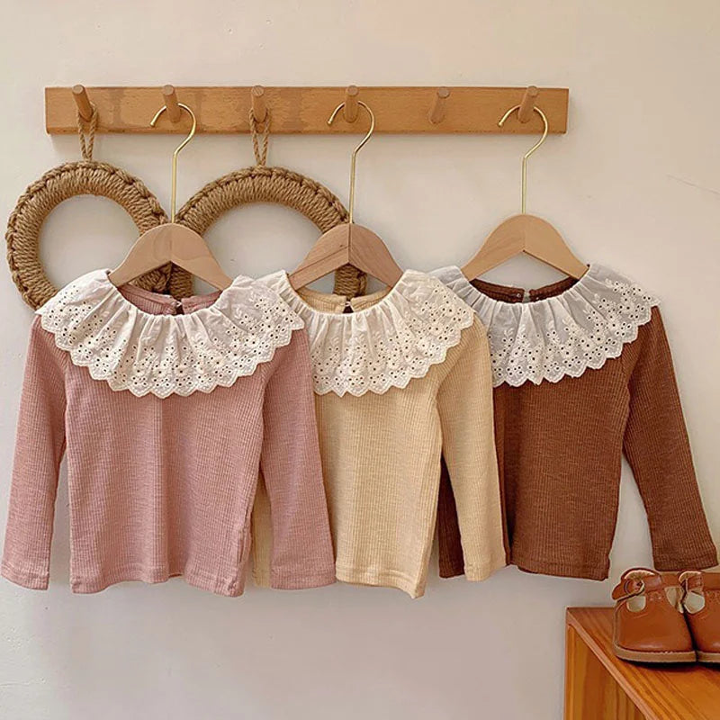 Korean Kids Ruffled Edge Knitwear Tops
