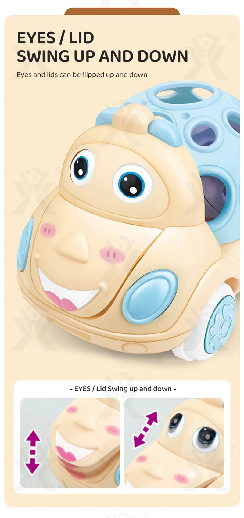 Baby Car Toys for 6 12 Months Friction Car Infant Soft Rubber Inertial Push and Go