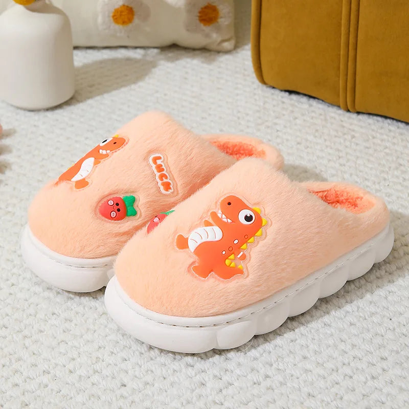 Nilda Cartoon Dino Warm Soft Cotton Slippers Ages 4-12