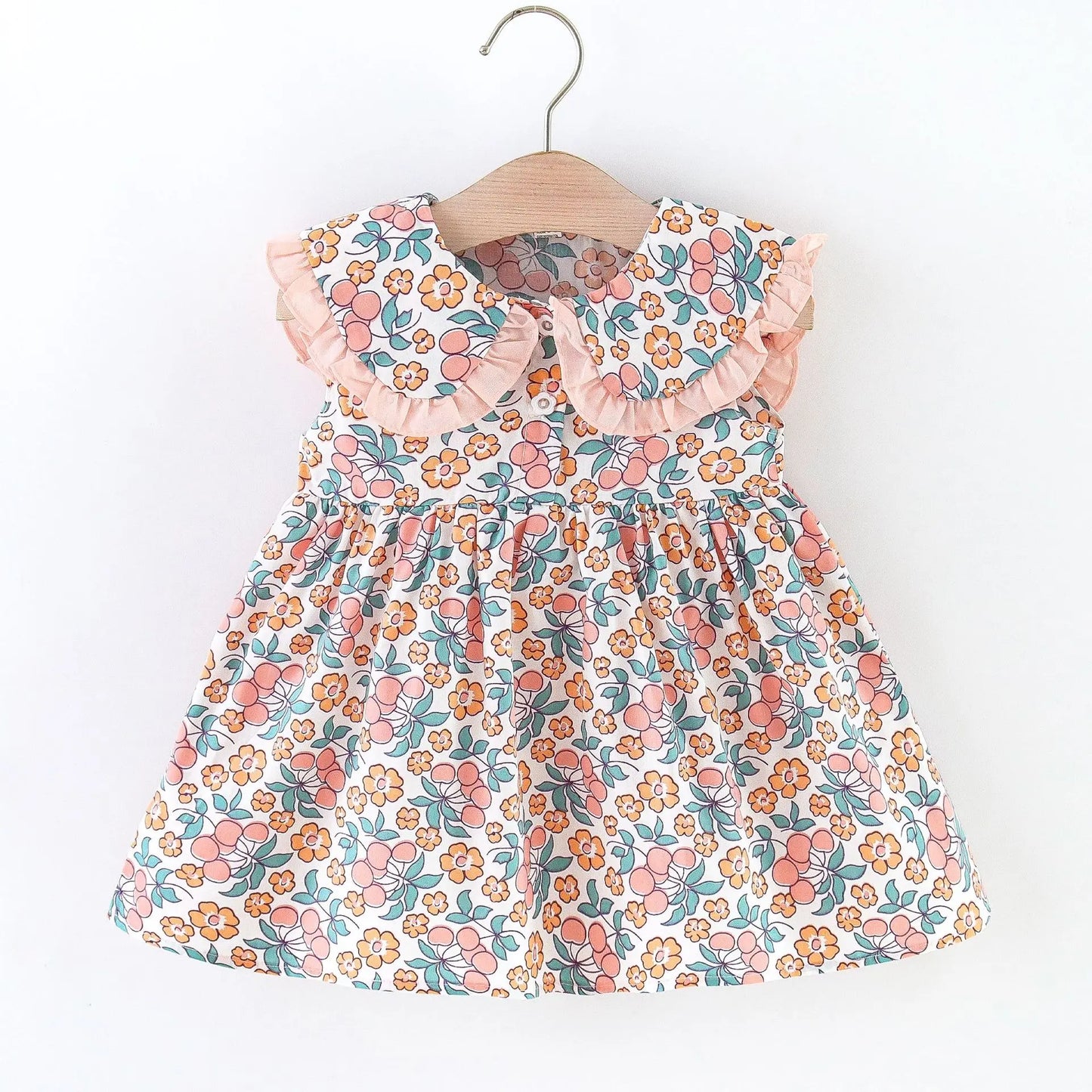 Skye Toddler Girls Floral Dress - Summer Navy Collar Style
