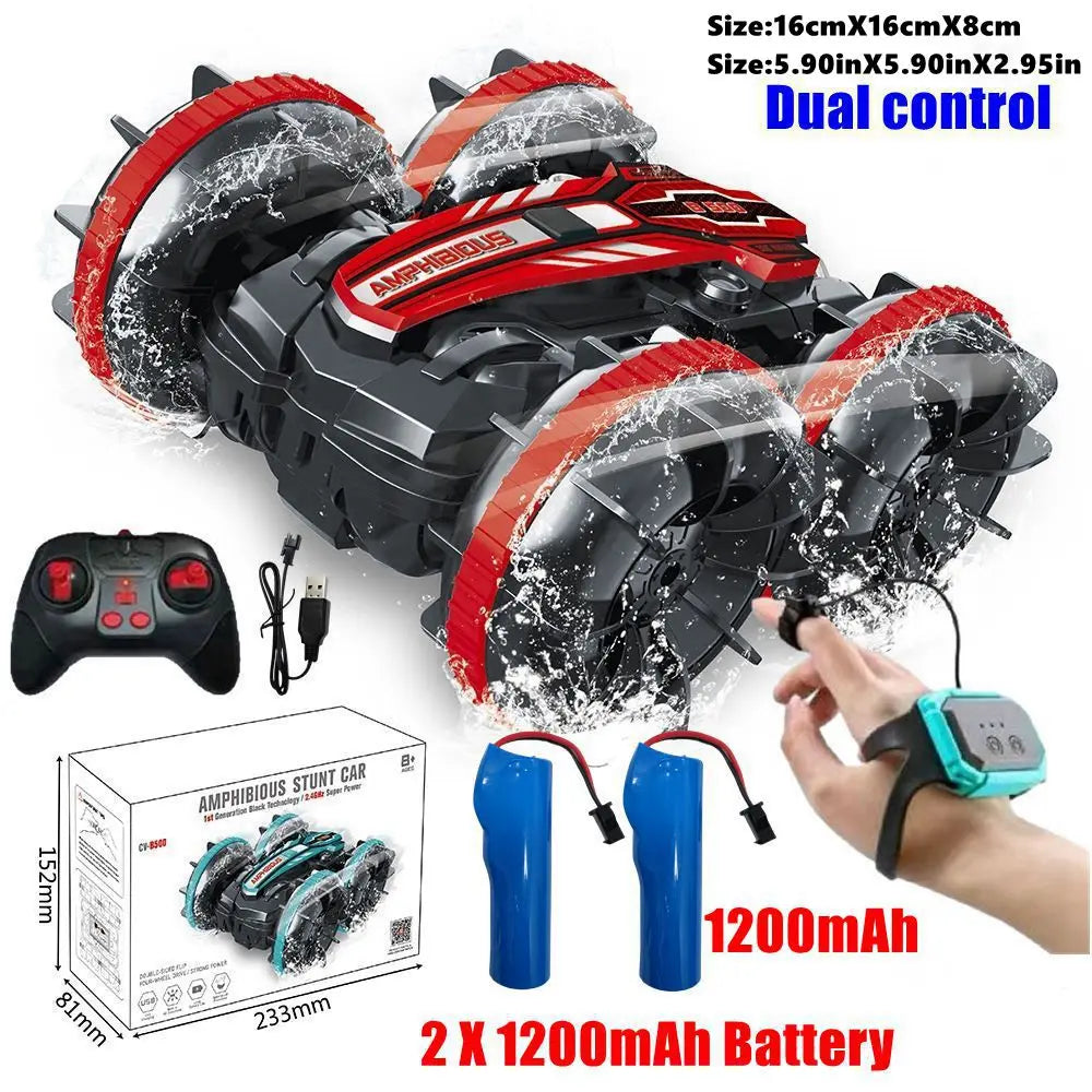 Amphibious RC Car Remote Control Stunt Car 4WD Drift Racing Off Road Waterproof 360° Rotation Stunt Crawler Vehicle Gift Boy Kid