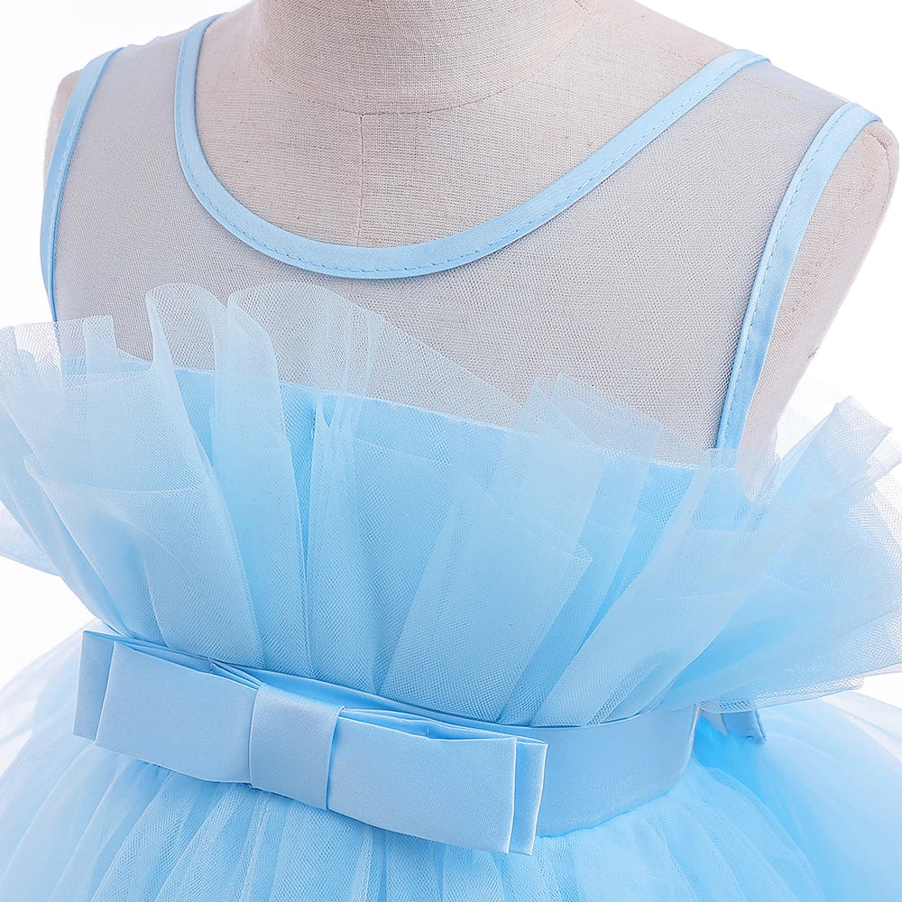 Summer Baptism Bridesmaids Party Baby Girls Dresses Tulle Trailing Wedding Birthday Princess Dress