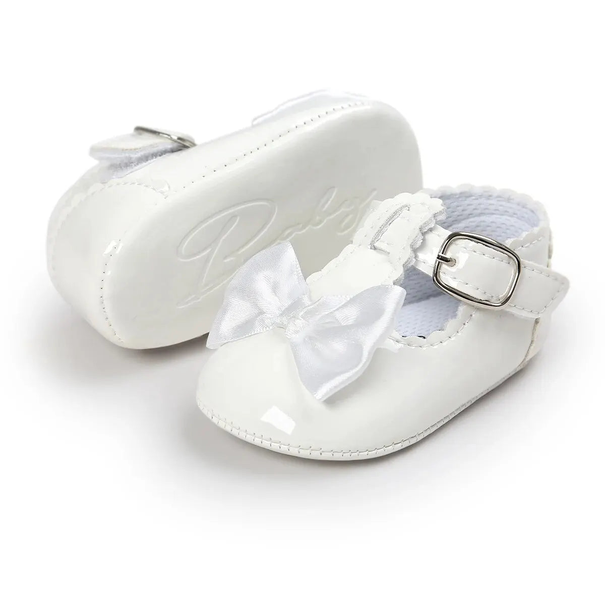Meckior Baby Girls Shoes Classic Bowknot Rubber Sole Anti-slip PU Girls Dress Shoes