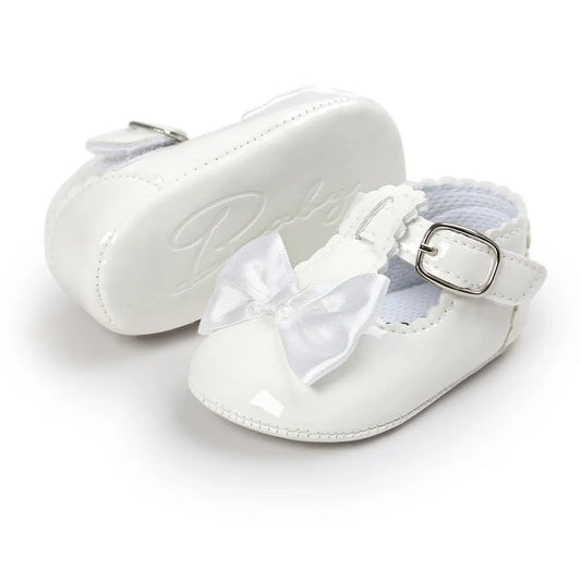 Meckior Baby Girls Shoes Classic Bowknot Rubber Sole Anti-slip PU Girls Dress Shoes