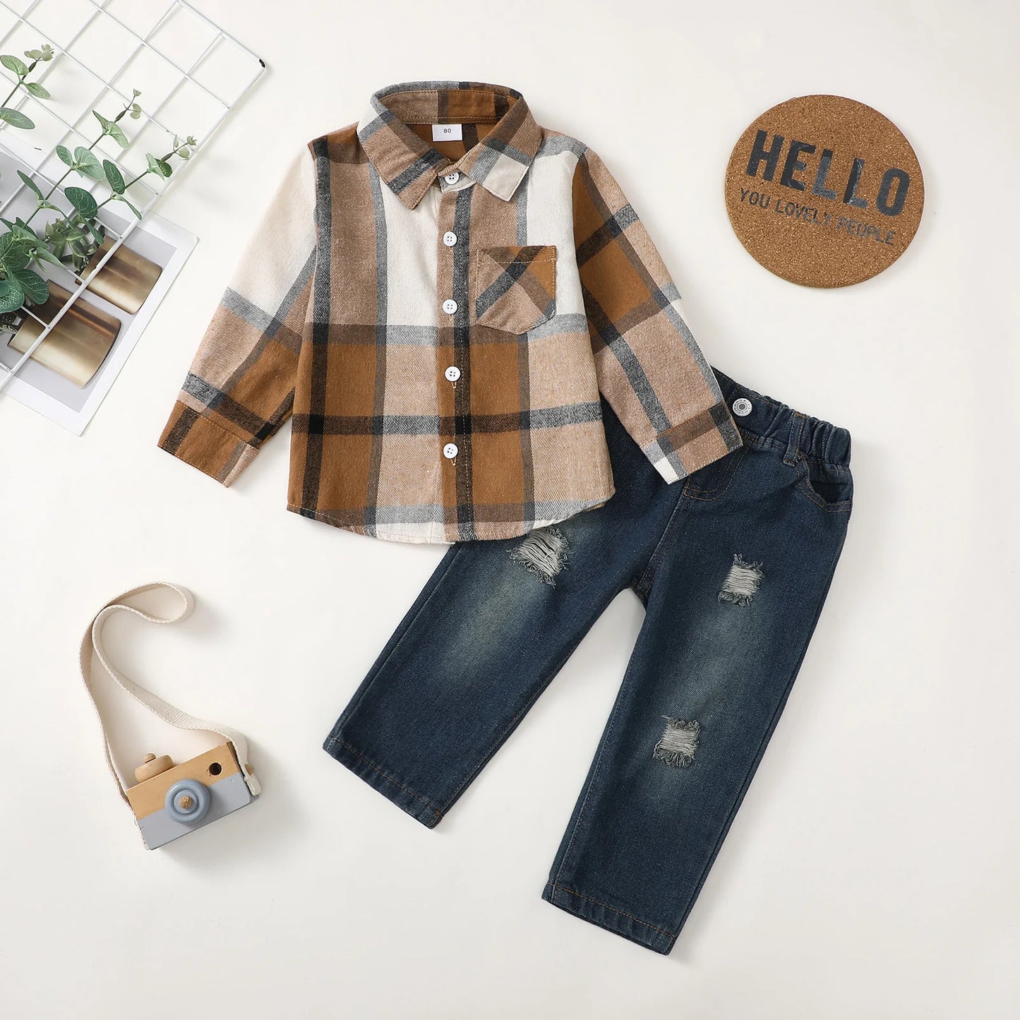 Toddler Winter Outfits Denim Jeans Set for Ages