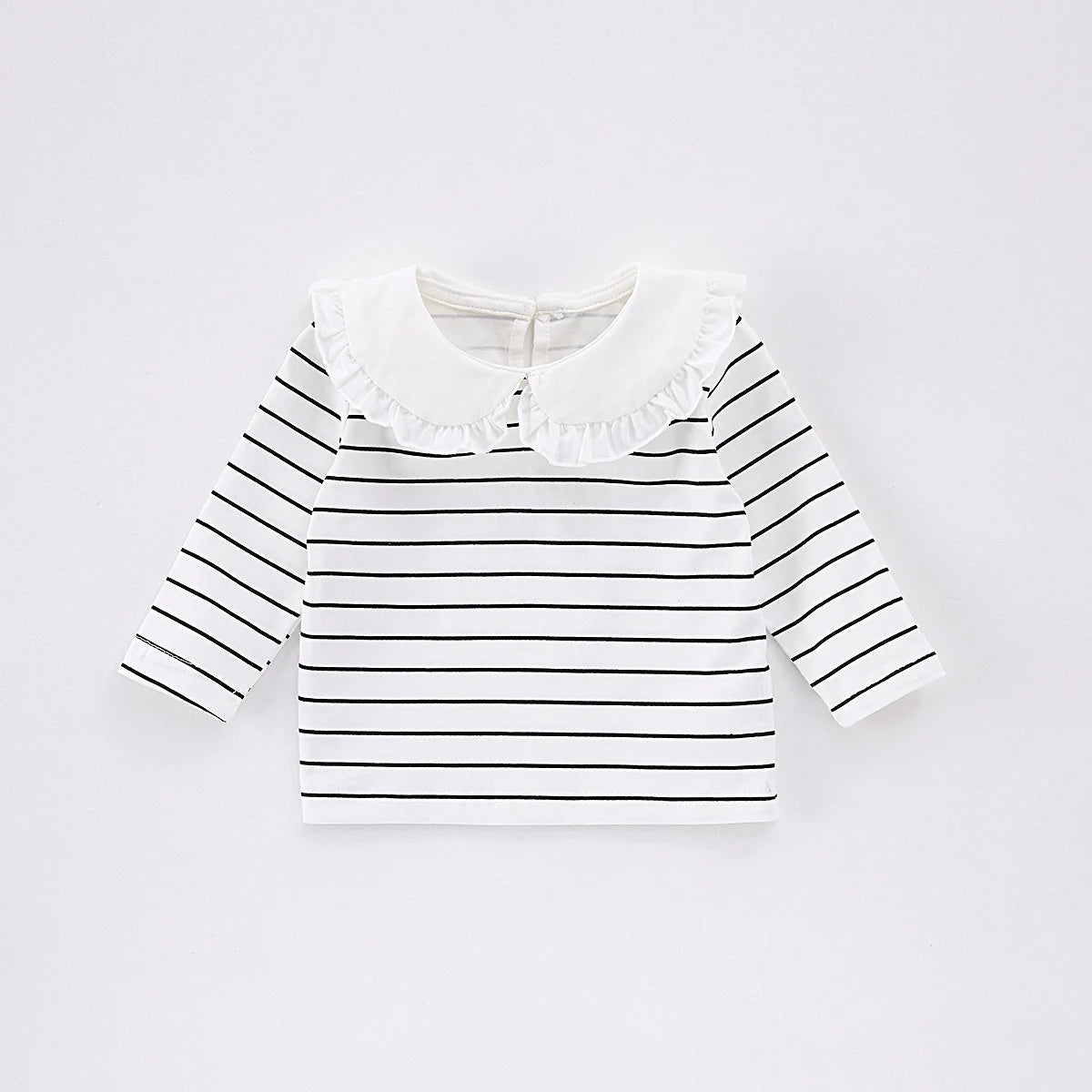 Ana Lace Doll Collar Striped Long Sleeve Tops