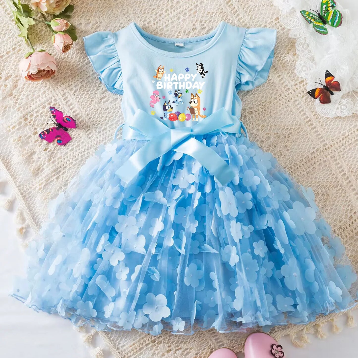 Girls Summer Dress with Butterfly for Ages 2-6