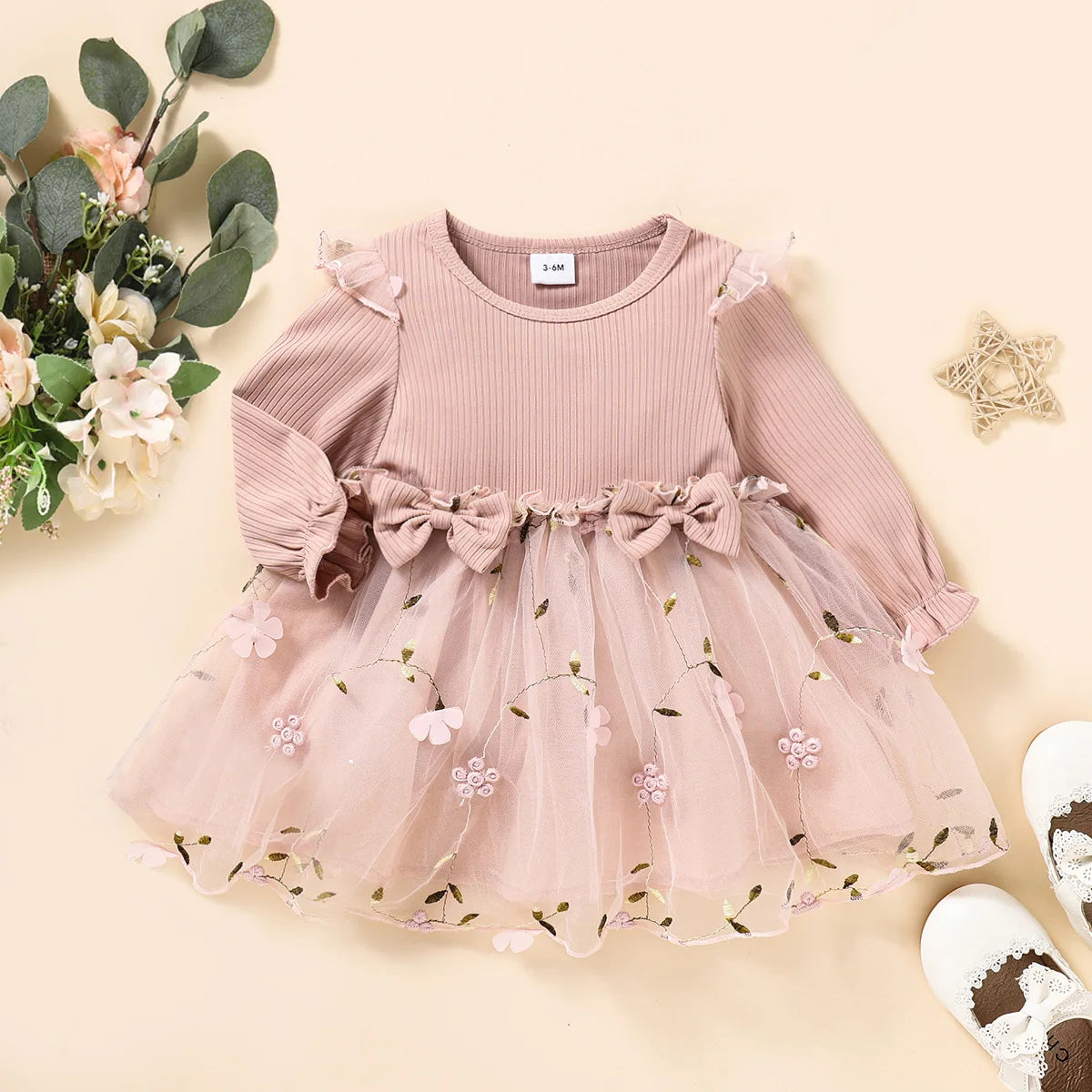 New Single Piece Spring And Autumn Baby Girl Baby Pink Princess Dress