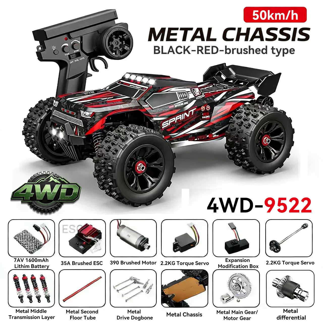 Professional 1:16 Racing Car 9522 for Boys High Speed 50KM/H 85KM/H Remote Control Car Toy