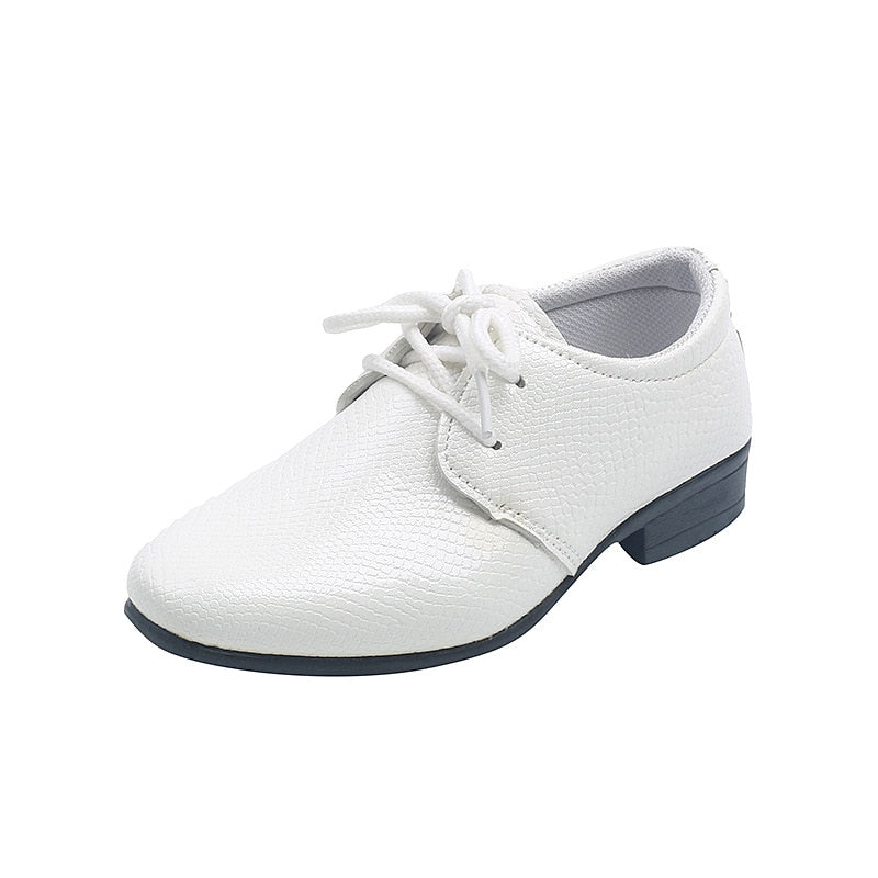 Boys Pointed Toe Leather Kids Lace-up Toddlers Performance Shoes - GuGuTon