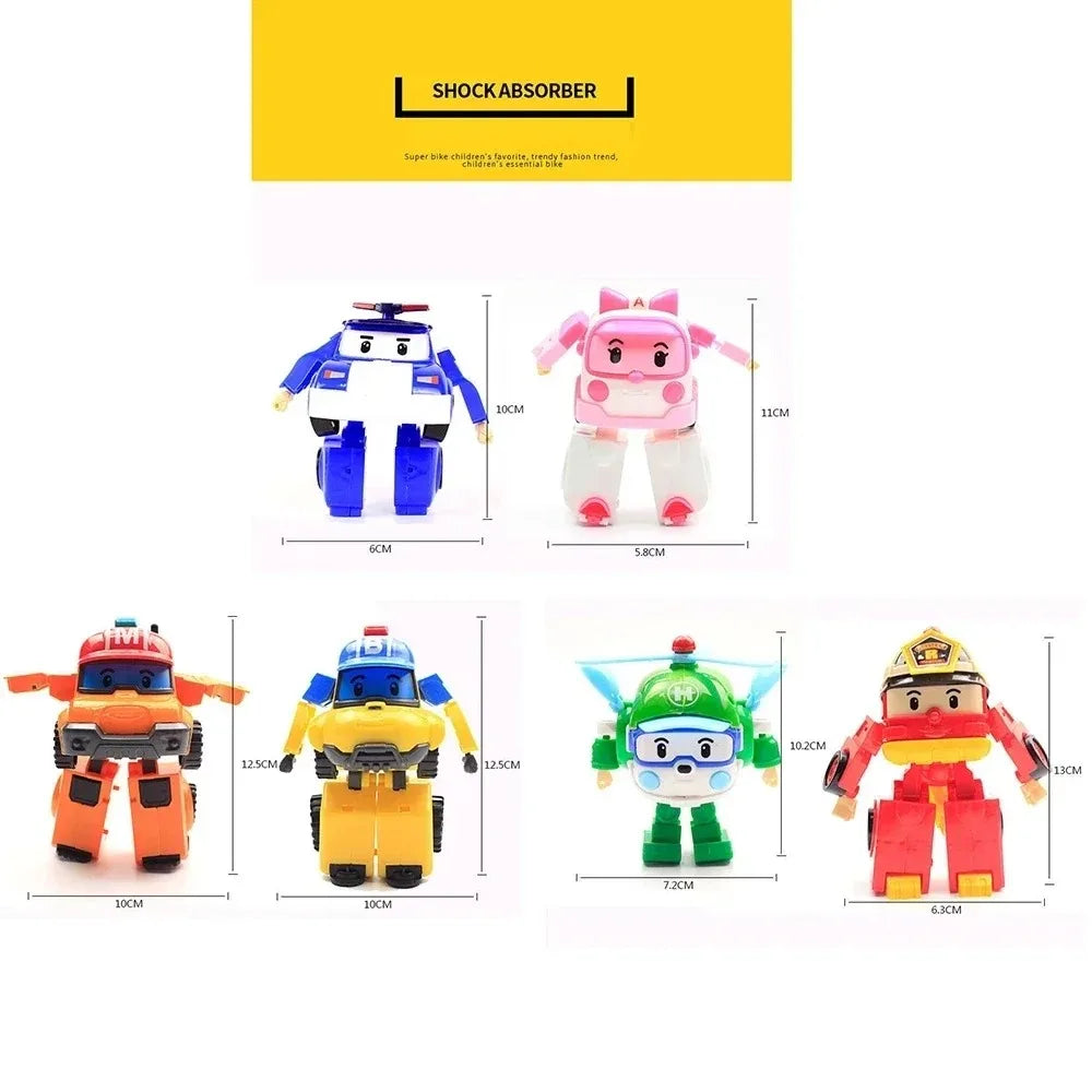 6pcs/set Cartoon Robocars Polis Action Figures Transformation