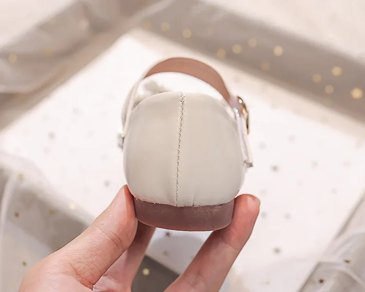Autumn Fashion Pearl Bow Rhinestone Little Girl Shoes Flat Heels Kids Princess Shoes
