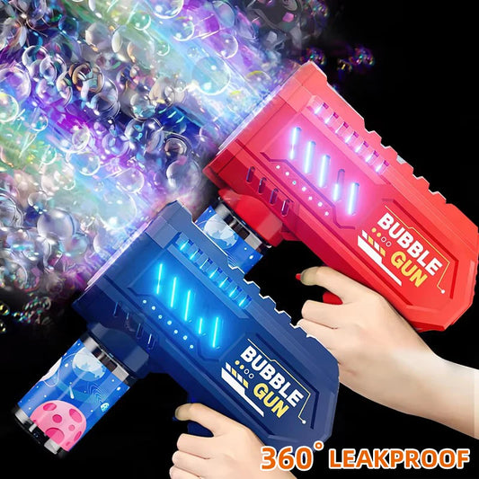 Fully Automatic Bubble Gun Rocket Bubbles Machine Automatic Blower with Bubble Liquid Toy