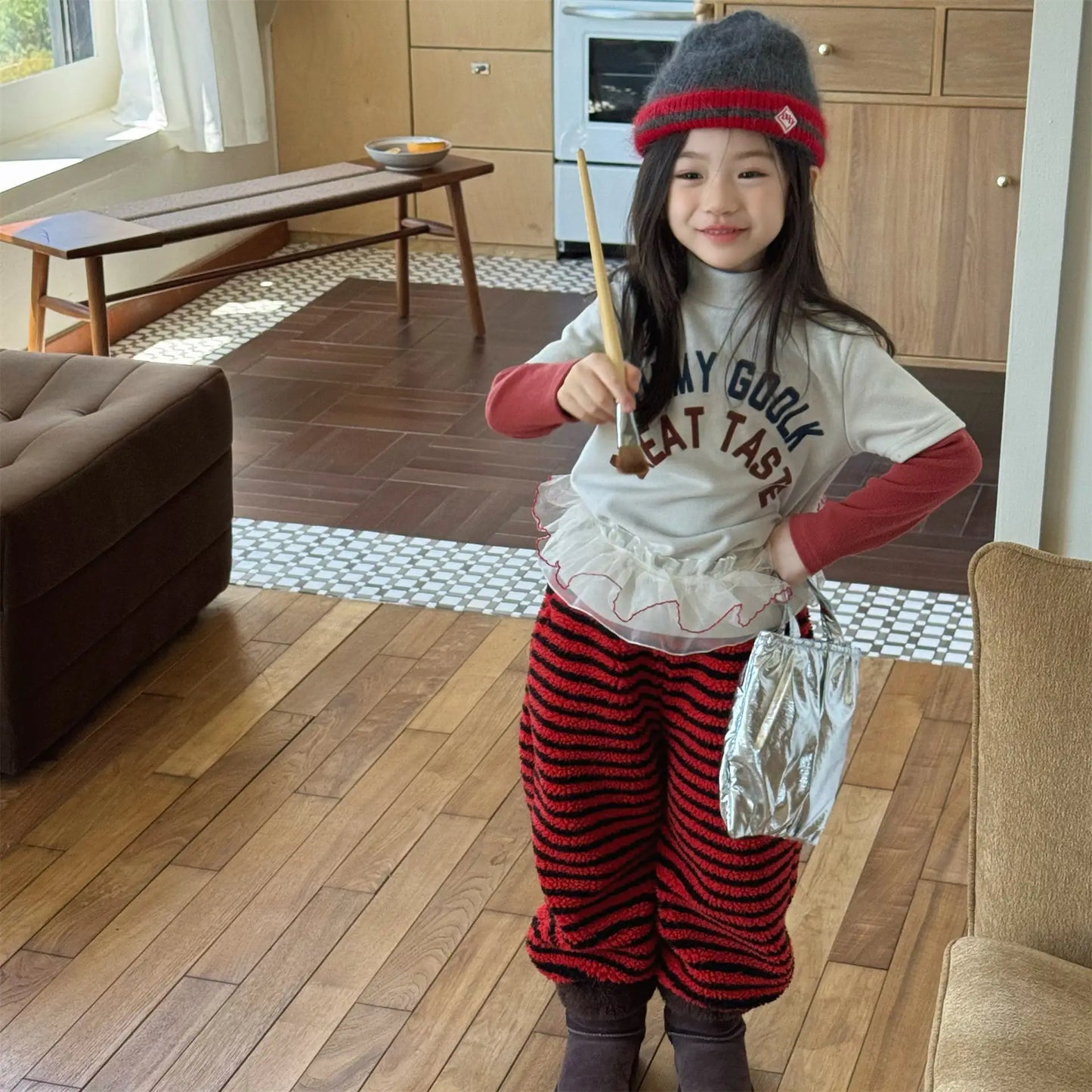 Merlina Cute Cotton Letter Print Tops