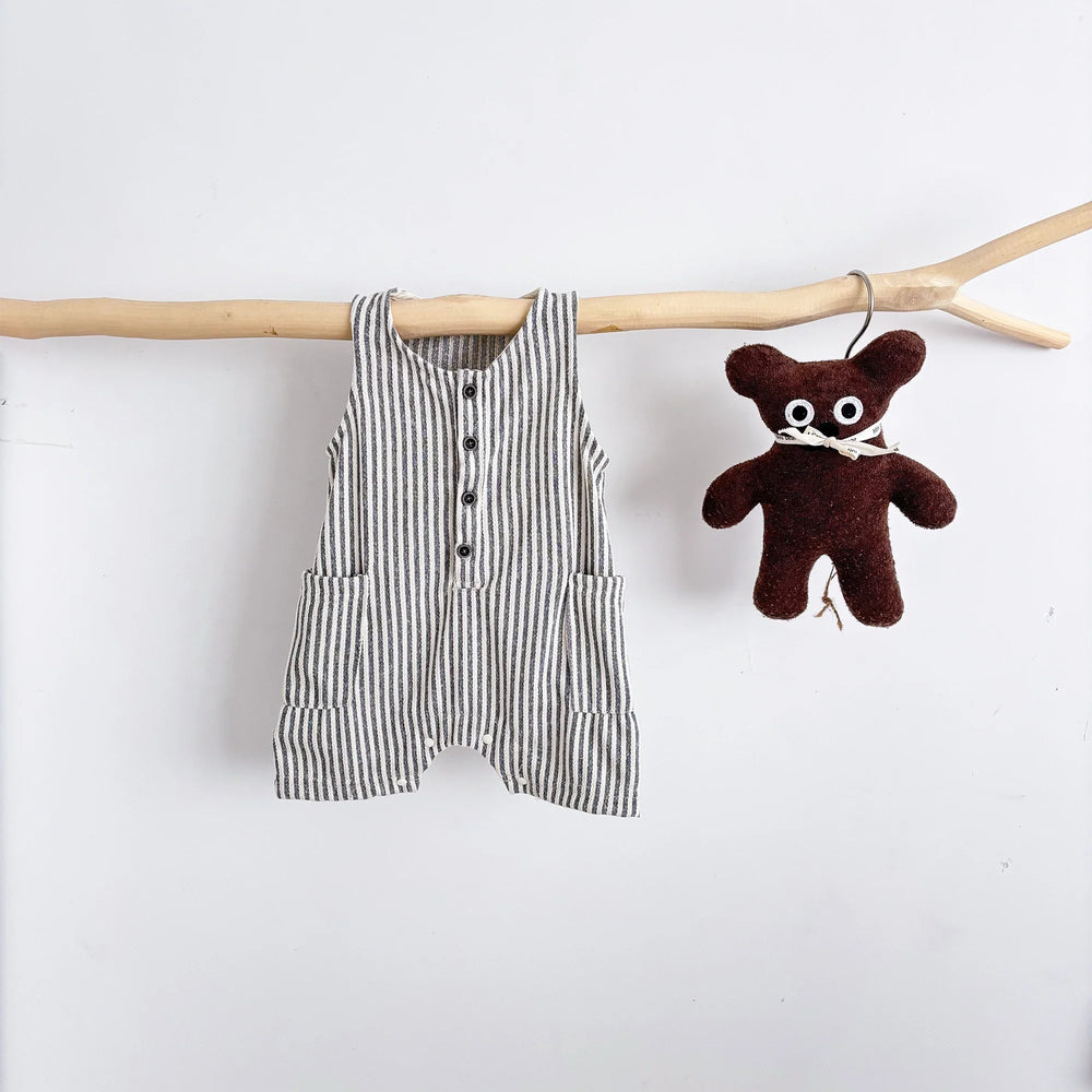 Striped Sleeveless Short Jumpsuit