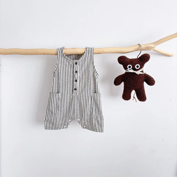 Striped Sleeveless Short Jumpsuit