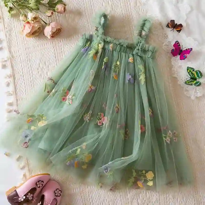 Skye Girls Summer Floral Dress with Bow and Embroidery