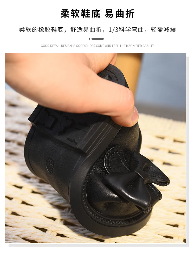 Girls' Shoes, Genuine Leather, Children's Princess Shoes, 2026 Spring and Autumn New Black Performance Shoes, Little Girls' Blac