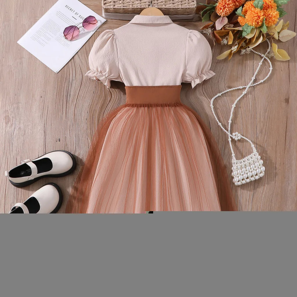 8-12 Yrs Girl Dress Summer Black and White Short Sleeve Children Dresses Simple Fashion Teen Girl Clothes Party Big KIds Outfit