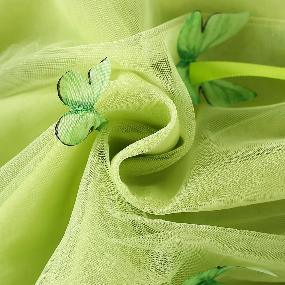 Summer Baby Girl Dress Girls Green Butterfly Mesh Princess Dress