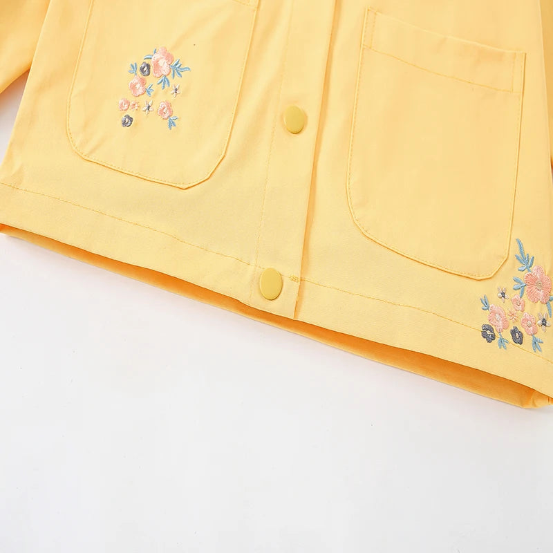 Laila Baby Girls Cute Lapel Collar Jacket Autumn Flowers