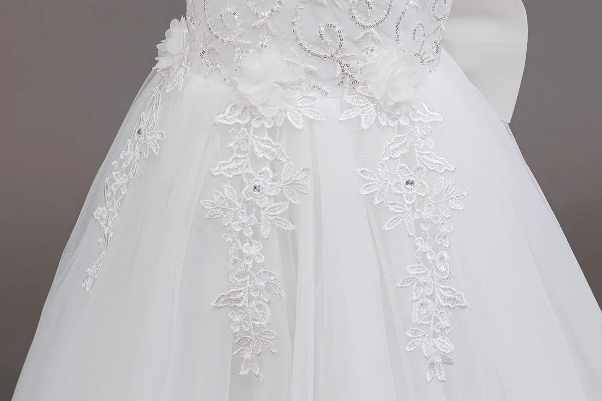 4-12 Years Old Flower Girl Dress Elegant Girl Birthday Party Dress Tulle Embroidered Girl Prom Evening Dress