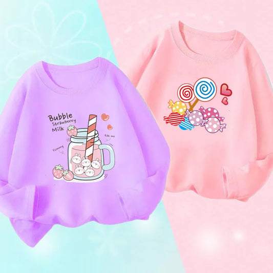 Charlotte Strawberry Girls Graphic Juice Kids Cartoon Long Sleeve