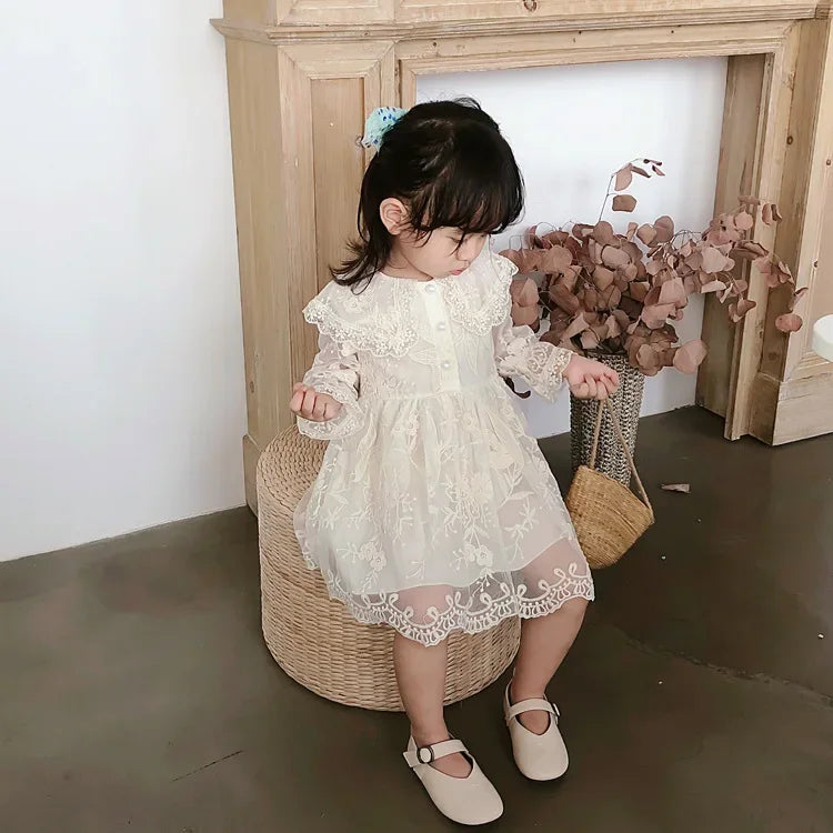 HoneyCherry Girls Dress Autumn New Children's Lace Dress