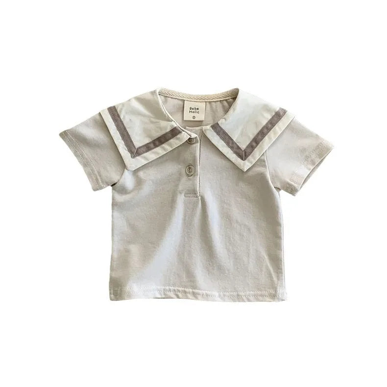 Jefrey Cotton Infant Boy Navy Solid Tops