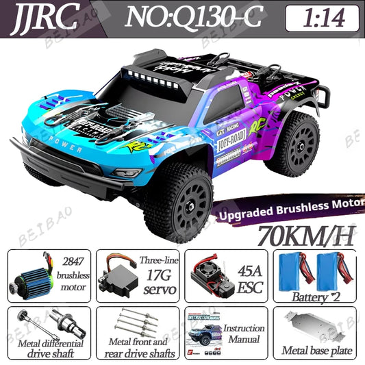 JJRC Q130 Q130-C 70KM/H 4WD RC Car with Light Brushless Motor Remote Control Car High Speed Drift Monster Truck Adults Kids Toys