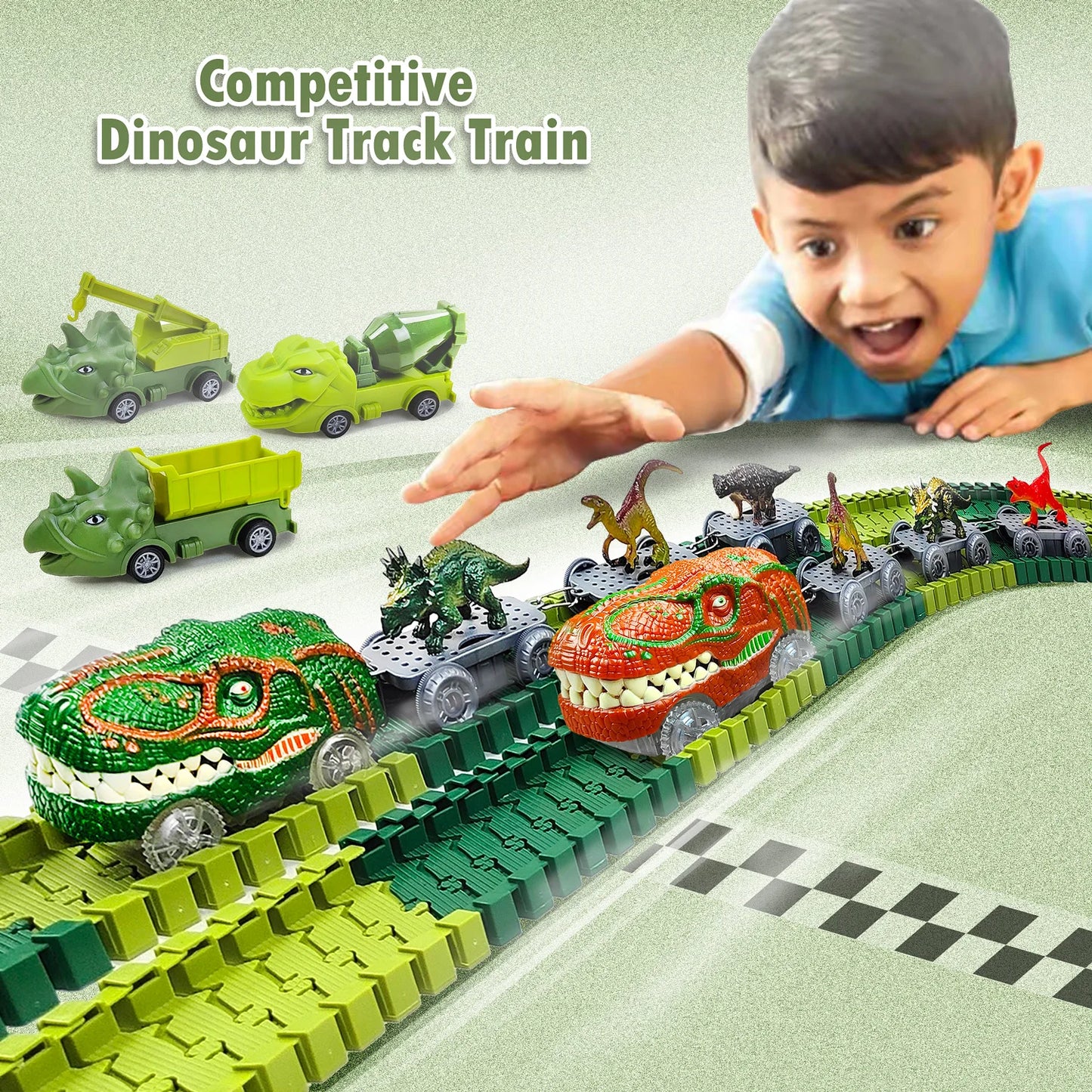 Children Electric Magic Climbing Dinosaur Track Toy Engineering Car Kids