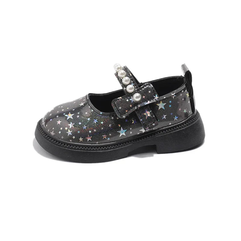 2025 Shoes NewGirls Leather Shoes for Party Wedding Kids Princess Rhinestones Shoes with Bow-knot Fashion Children