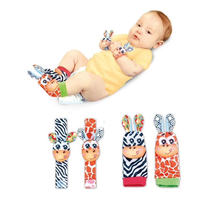 Baby Wrist Rattles Socks Newborn Animal Socks Infants Foot Finder 0-12 Months