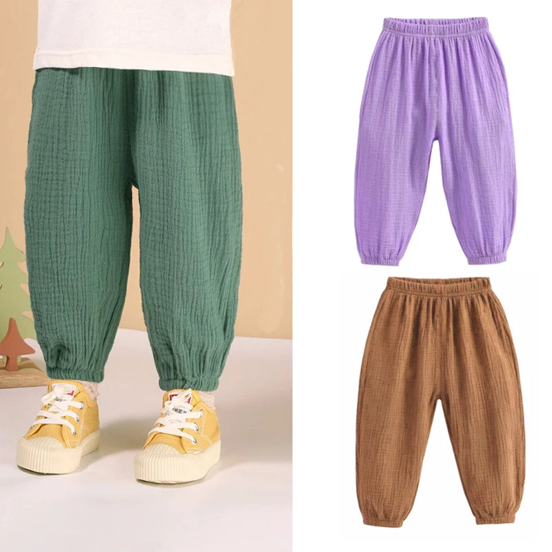 Lucas Pants Casual Boys Linen Solid Color Loose Pleated