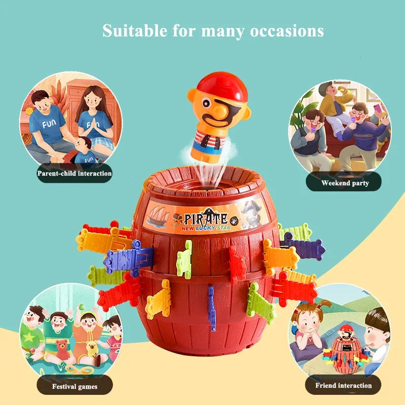 Funny Pirate Barrel Toy Sword Stab Jumping Pirate Game Board Children Halloween Toys Parent-child Interactive Toys for Kids Boys