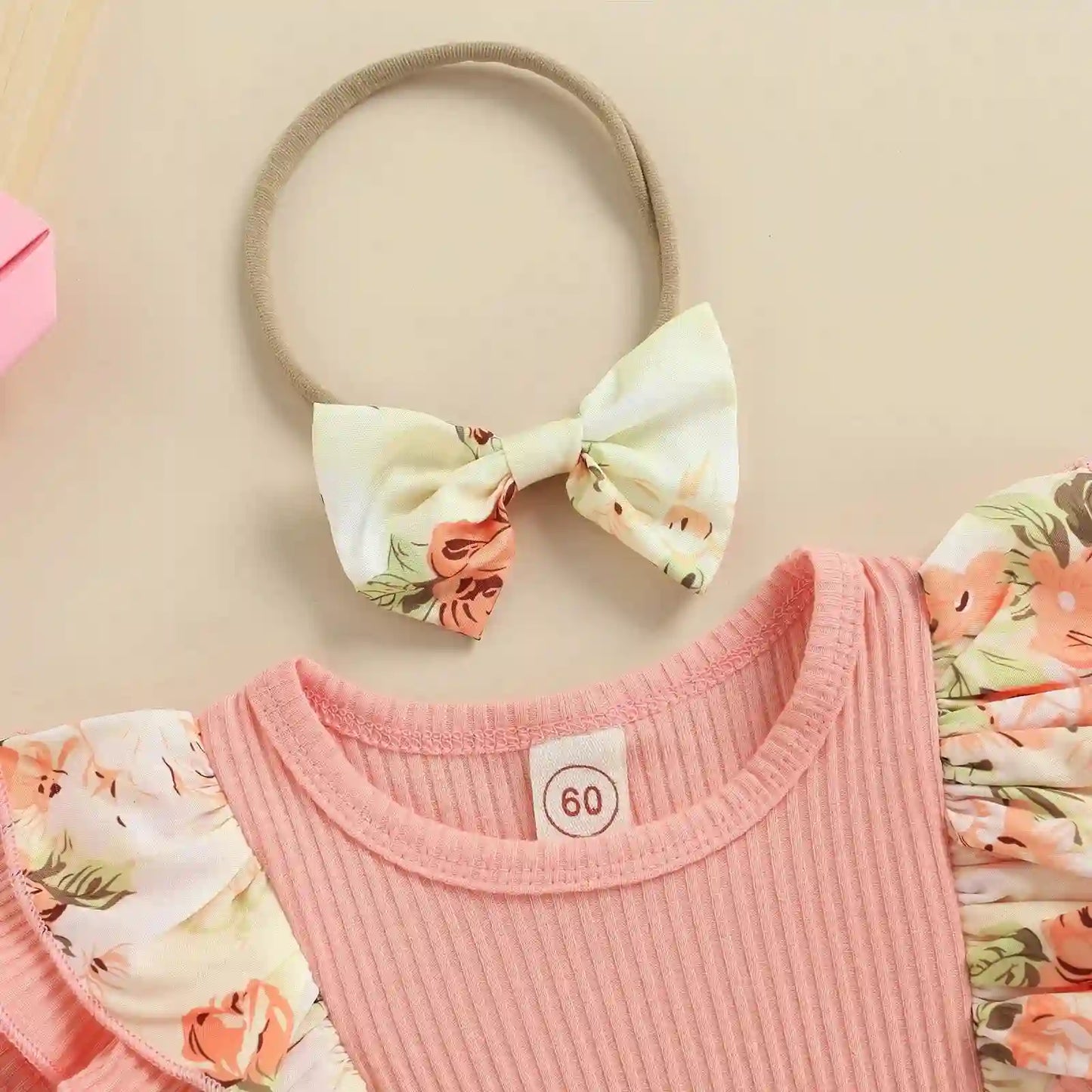 Posie Baby Girls Summer Dress Bodysuit with Bow Headband