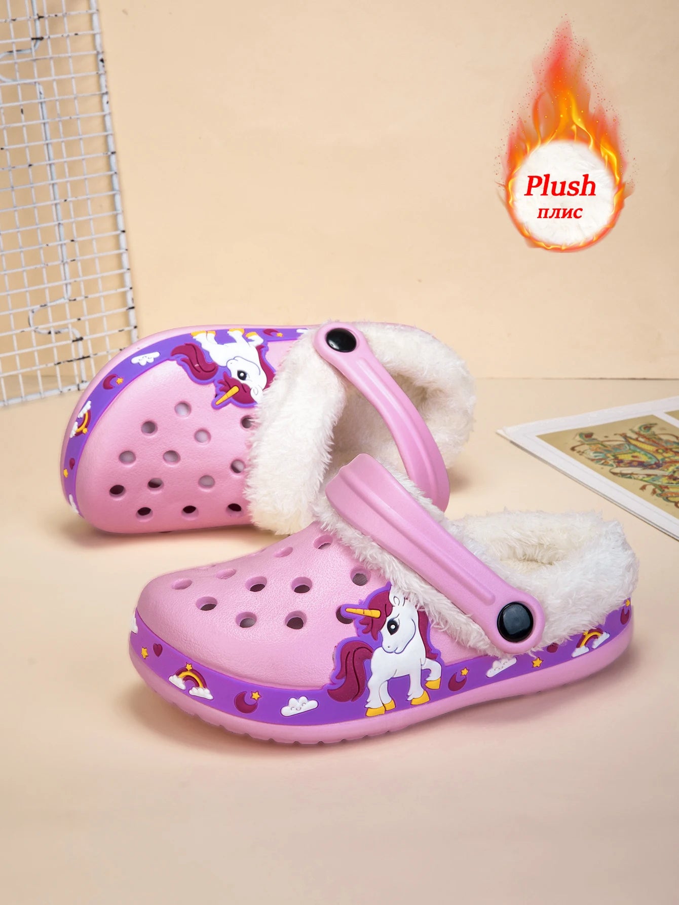 Winter Kids Sandals Fur Children's Slippers Baby Girls Shoes