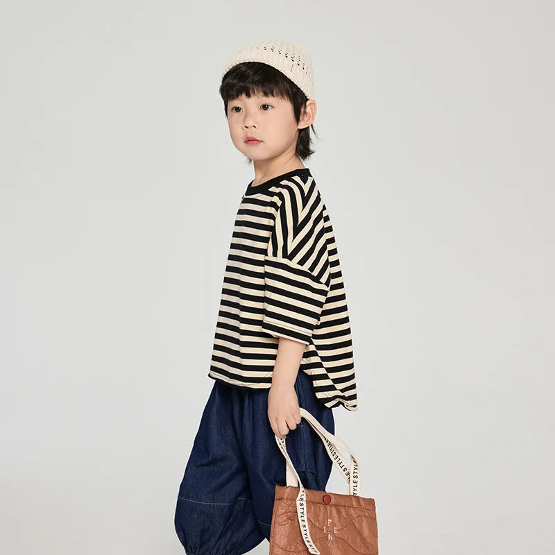 Elias Fashion Striped Loose Tees - GuGuTon baby store - Baby Fashion - Toddlers Outfits - Babies Outfits - Toddler Clothes - Kids Clothing - Newborn Clothes - Newborn Wear - Kids Wear - Trending Clothes - Trending Outfits - Fall Fashion - Winter Fashion - Girls Clothes - Boys Clothes - Babies Wear - Kids Accessories - KidsWear - Summer Clothes - Summer Fashion - Summer Trend - Falls Sweaters - Tops - Bottom - Jeans - Blouse - Dresses - Newborn Dresses - Toys