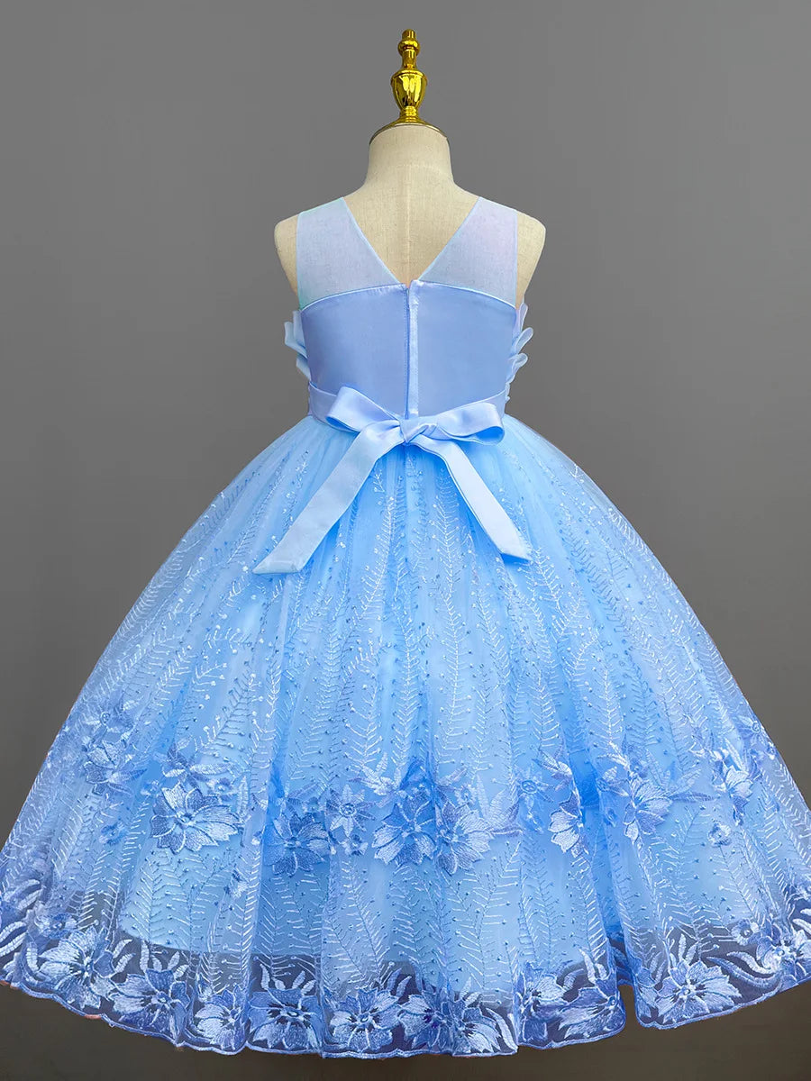 Teenager Girl Long Elegant Dress for Young Girls Flower Girl Princess Dresses Wedding pink Formal Clothes From 4 to12 Years