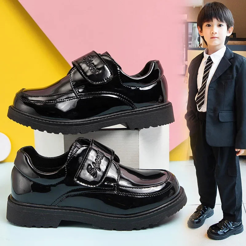 Boys Leather Shoes Spring Autumn Fashion Kids Soft Sole Shoes School Student Performance Flats