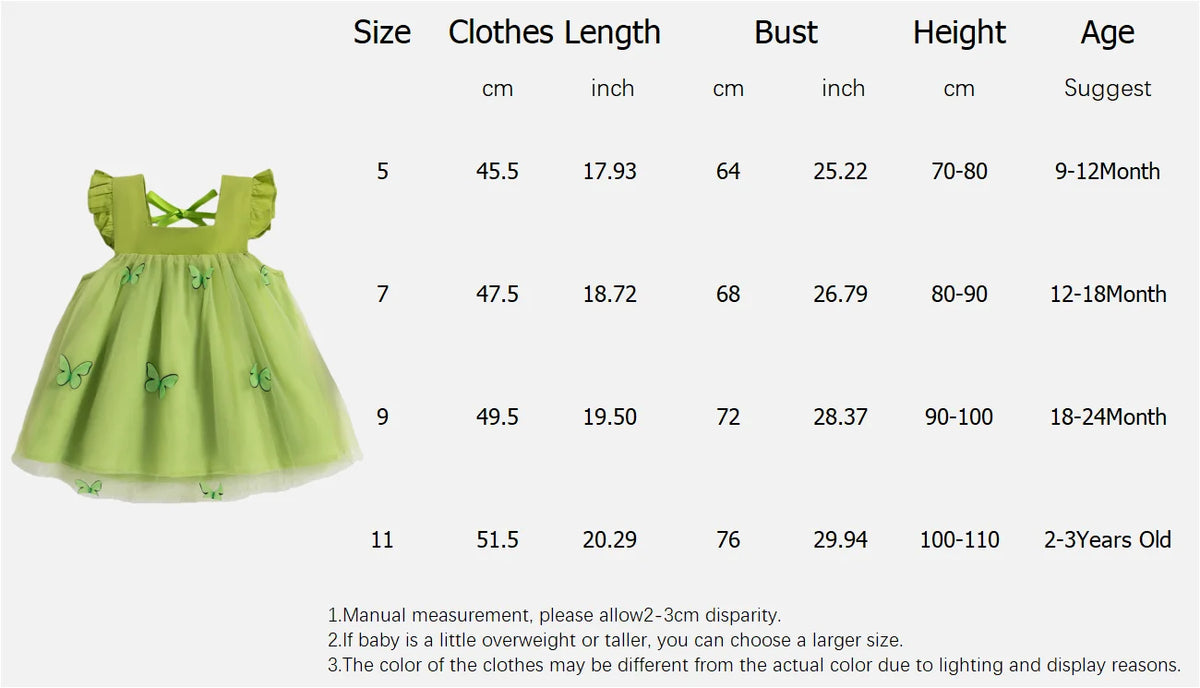Summer Baby Girl Dress Girls Green Butterfly Mesh Princess Dress