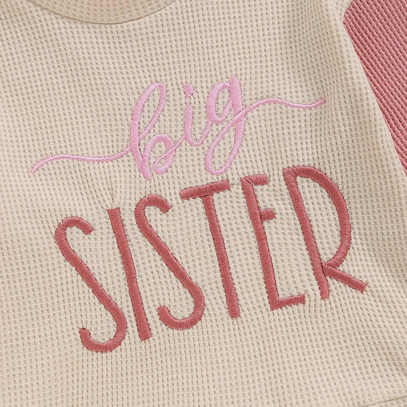 Toddler Kids Big Brother / Sister Pullover Letter Embroidery Round Neck