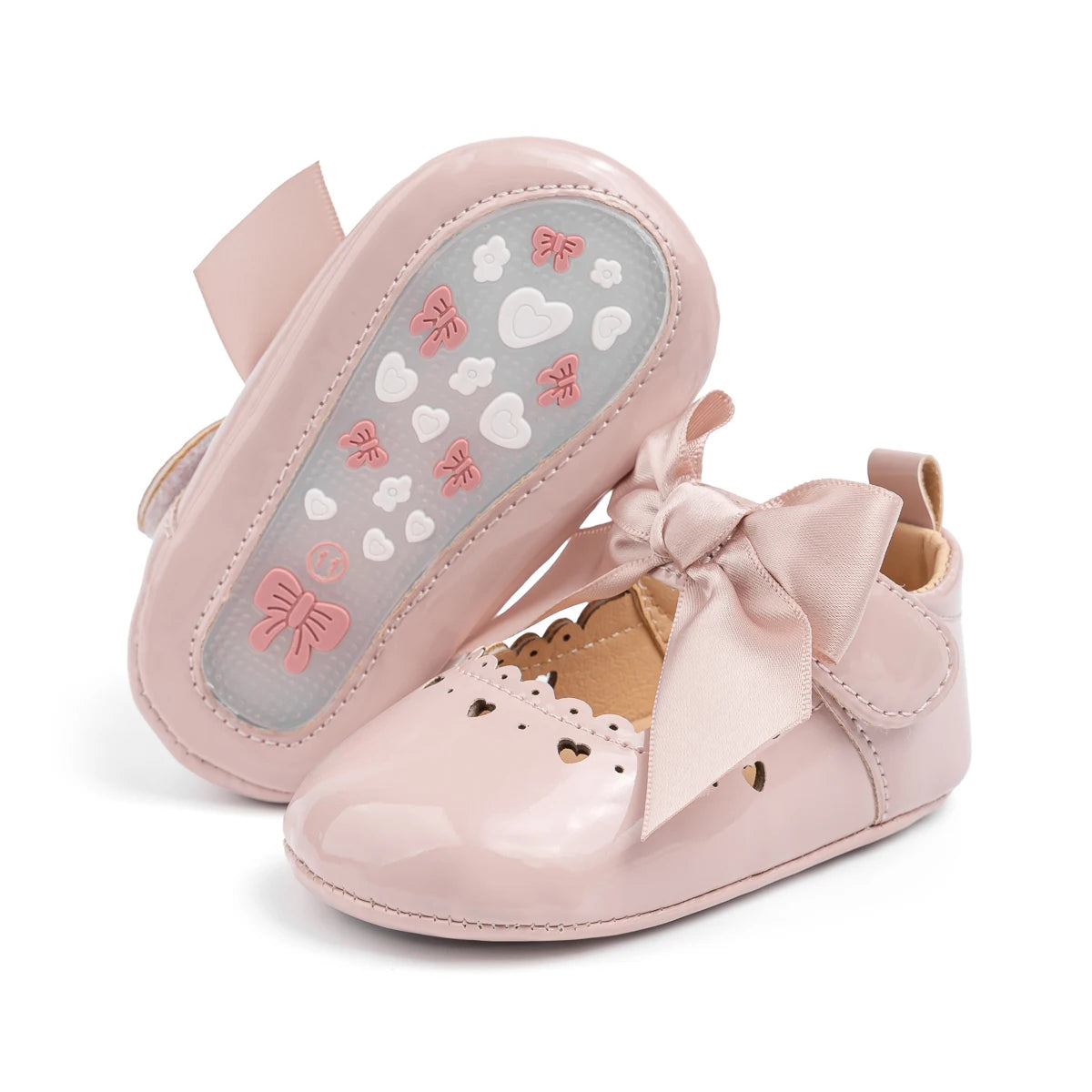 Newborn Baby Girl Shoes Soft Sole Infant Toddler Mary Jane Flats Princess Bowknot Patent Leather Dress Shoes Wedding Party Gift