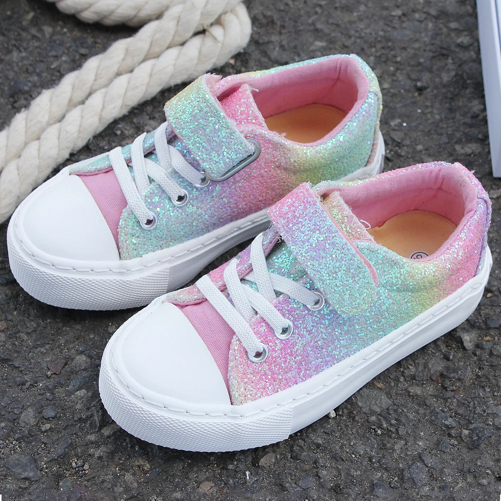 9058 Fashionable and Trendy Boy and Girl Board Shoes, Children's Shoes with Velcro, Breathable and Lightweight Walking Shoes