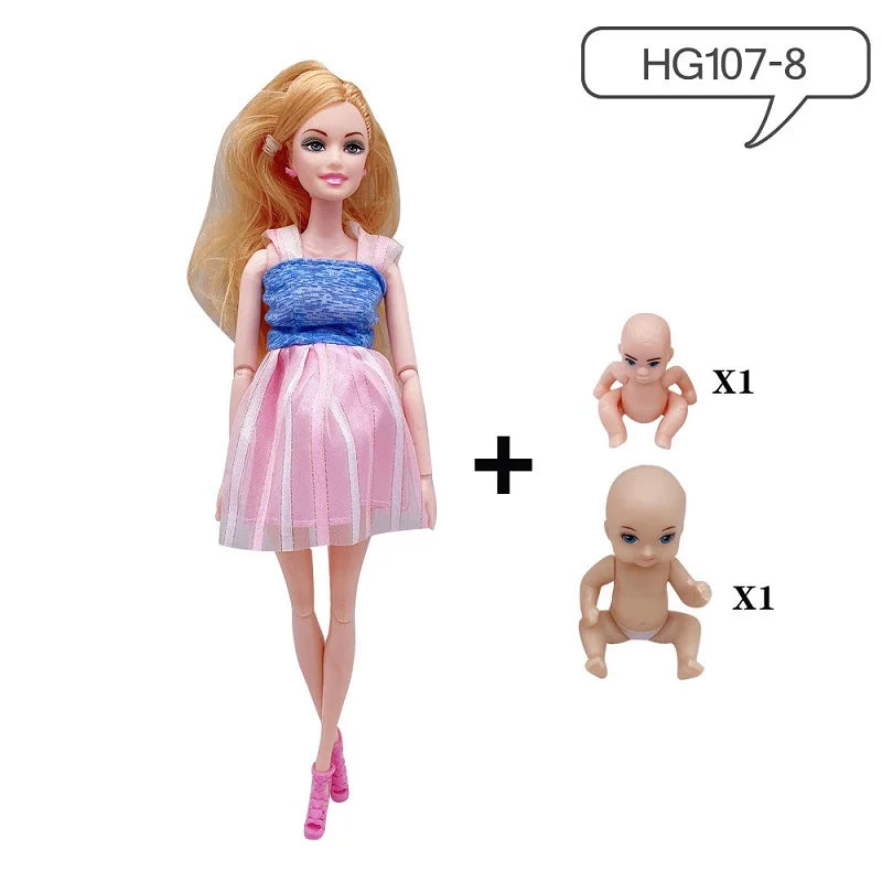 Hot Sale 11.5 Inches Pregnant Doll Mom Have 2Pcs Baby in Her Tummy with 1Pc Clothes Educational Dolls Girl Toy for Girl Gift
